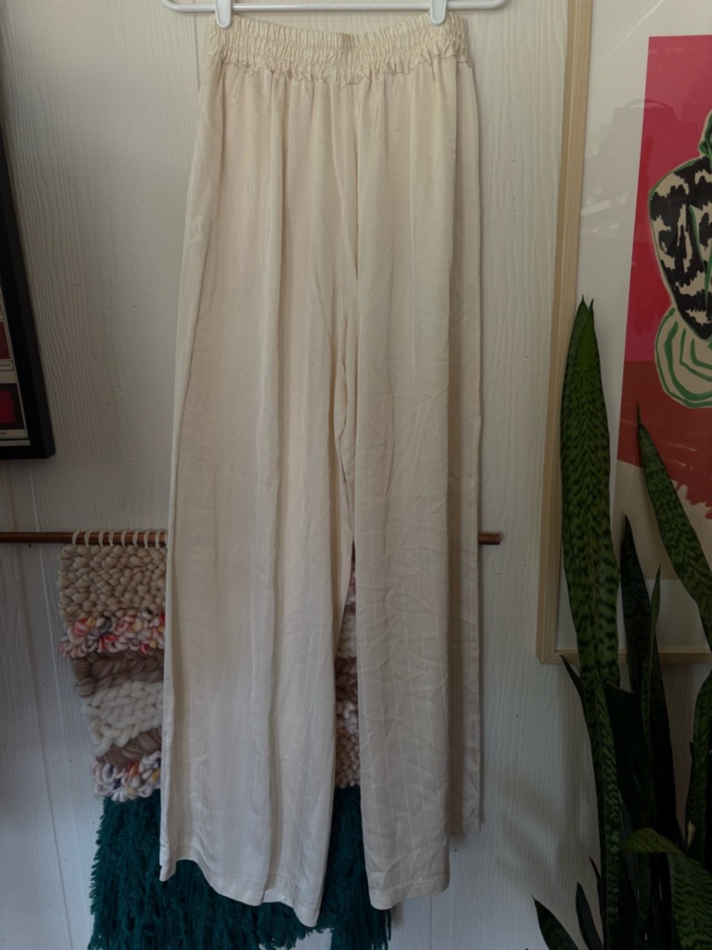 Jaki London Claudia Cream pin stripe Wide-Leg viscose Italy - Picture 7 of 10